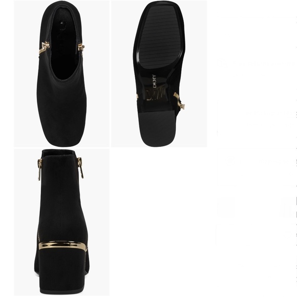 DKNY Kylah Black Suede Leather Block Heel Bootie Heeled Ankle Boot WITH ZIPPER 8 - Picture 2 of 12